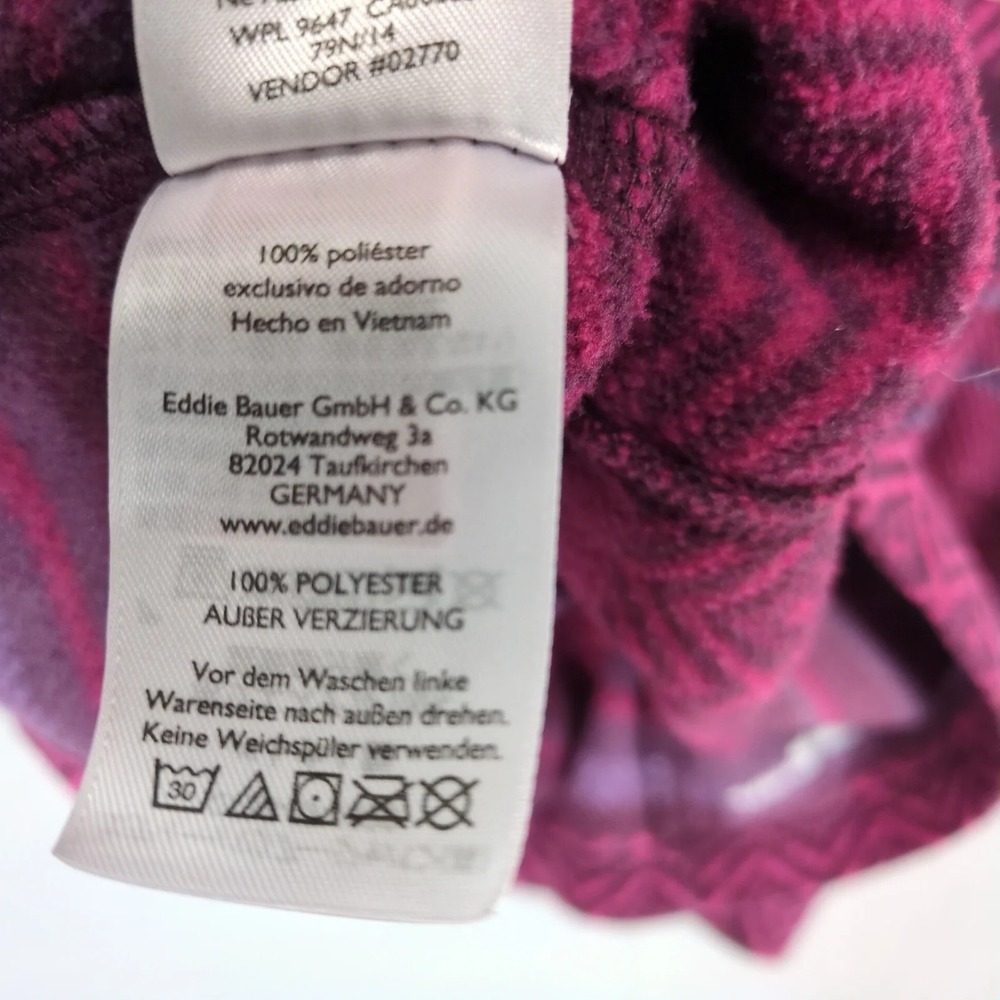 Eddie Bauer Pink Purple Geometric 1/4 Zip Fleece Jacket Womens L Gorpcore Fall - Picture 7 of 8
